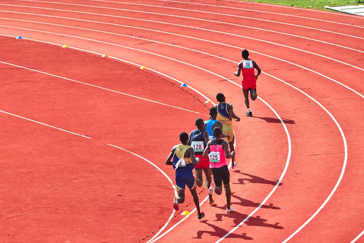 An athlete training on an outdoor track